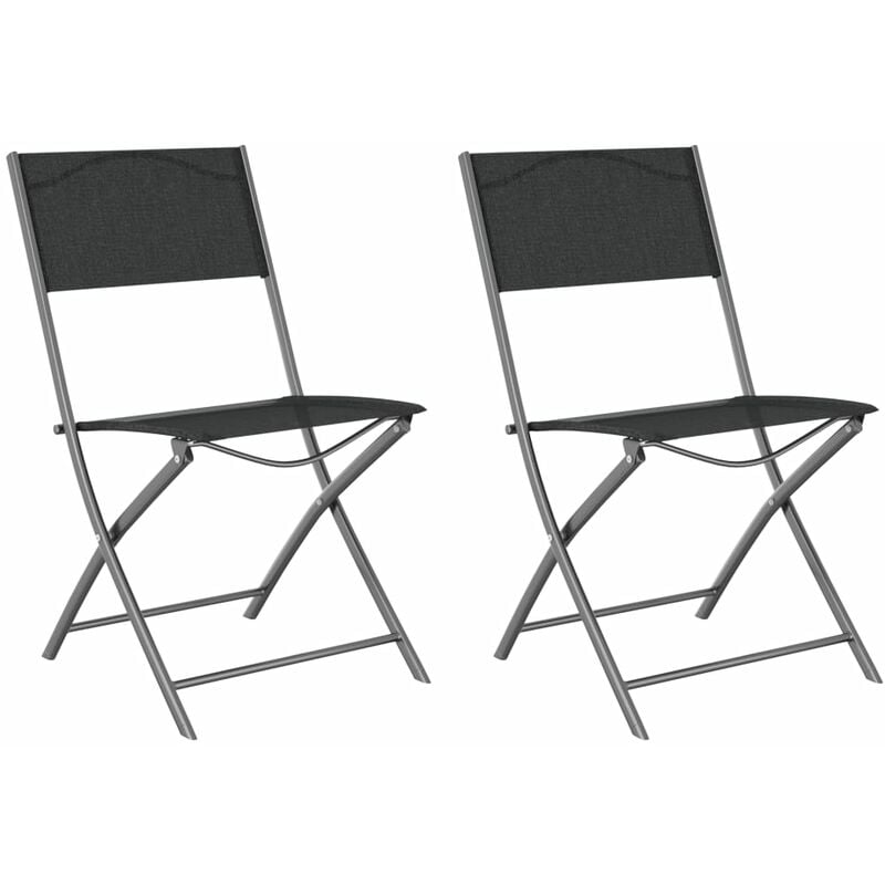 Chaises d'extérieur pliables lot de 2 Noir Acier et textilène Vidaxl