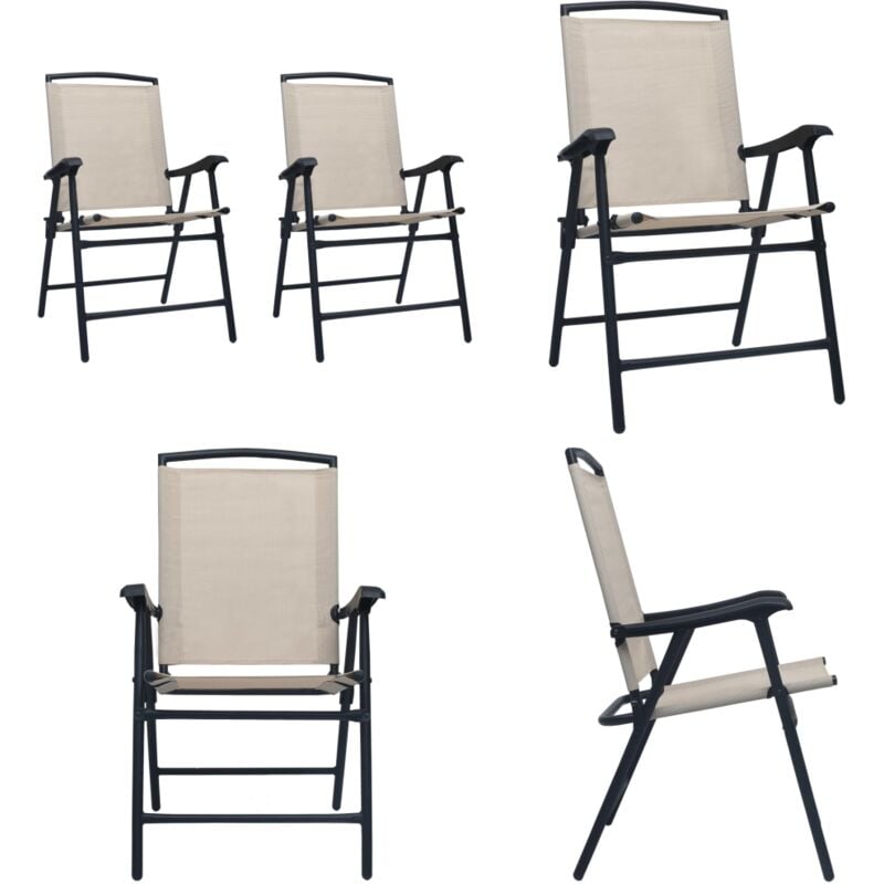Chaises de jardin pliables lot de 2 Textilène Crème - Chaise De Jardin - Chaise Pliable - Mobilier De Jardin - Textile - Acier - Home & Living