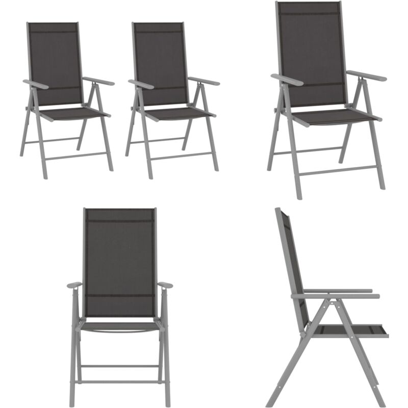 Chaises de jardin pliables lot de 2 Textilène Noir - Chaise De Jardin - Chaise Pliante - Mobilier De Jardin - Fauteuil De Jardin - Textile - Home &