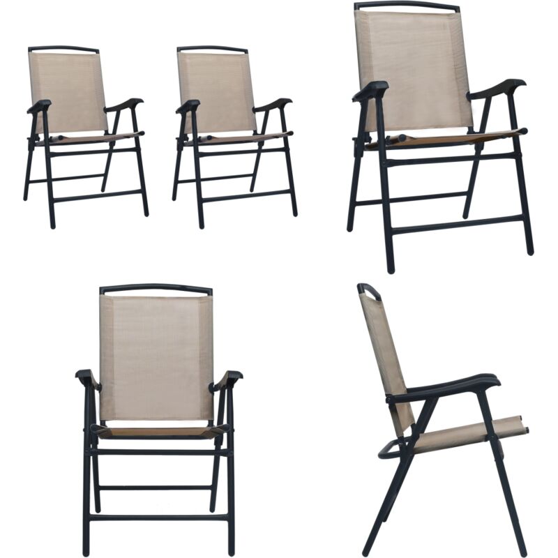 Chaises de jardin pliables lot de 2 Textilène Taupe - Chaise De Jardin - Chaise Pliable - Mobilier De Jardin - Textile - Acier - Home & Living