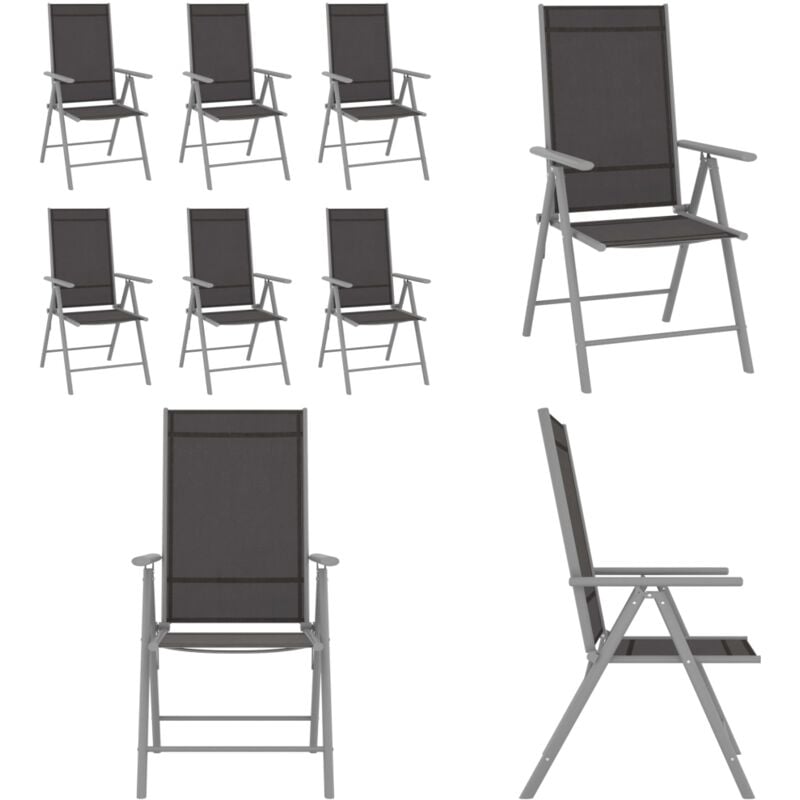 Chaises de jardin pliables lot de 6 Textilène Noir - Chaise De Jardin - Fauteuil De Jardin - Mobilier De Jardin - Set De Chaises - Chaises Pliantes