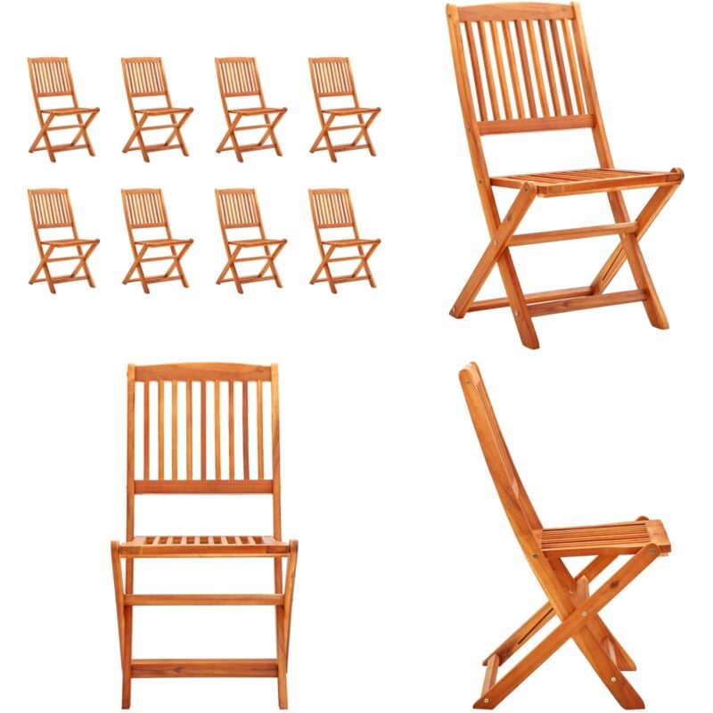 Chaises de jardin pliables lot de 8 Bois d'eucalyptus massif - Chaise De Jardin - Mobilier De Jardin - Chaise Pliable - Bois D'eucalyptus - Terrasse