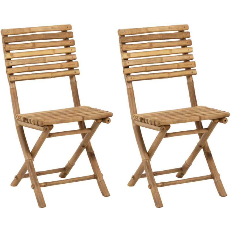 Hellin - Chaises de jardin pliables en bambou (Lot de 2) - nara