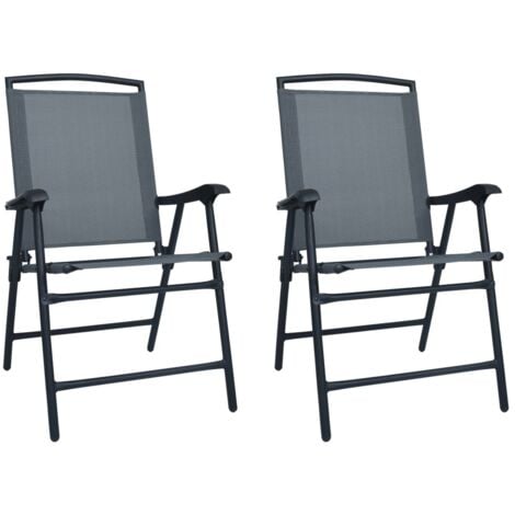 Chaises de jardin pliables lot de 2 Textilène Gris vidaXL