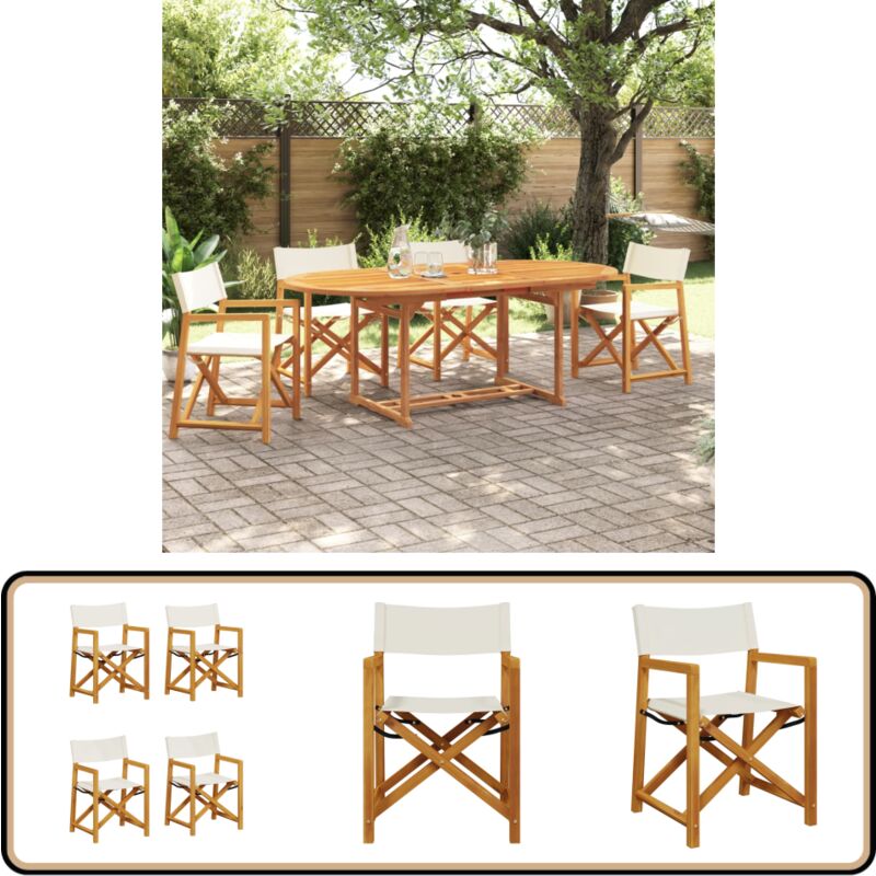 Chaises de jardin pliables lot de 4 blanc crème tissu - Chaise De Jardin - Chaise Pliante - Mobilier De Jardin - Terrasse - Décoration Extérieure