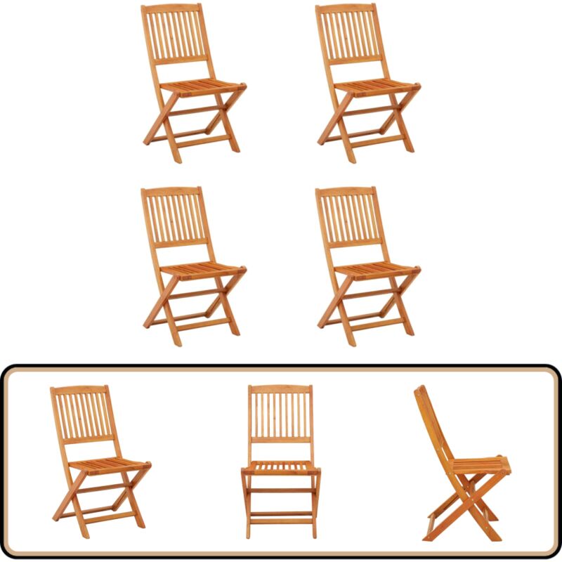 Chaises de jardin pliables lot de 4 Bois d'eucalyptus massif - Chaise De Jardin - Mobilier De Jardin - Chaise Pliable - Bois D'eucalyptus - Terrasse