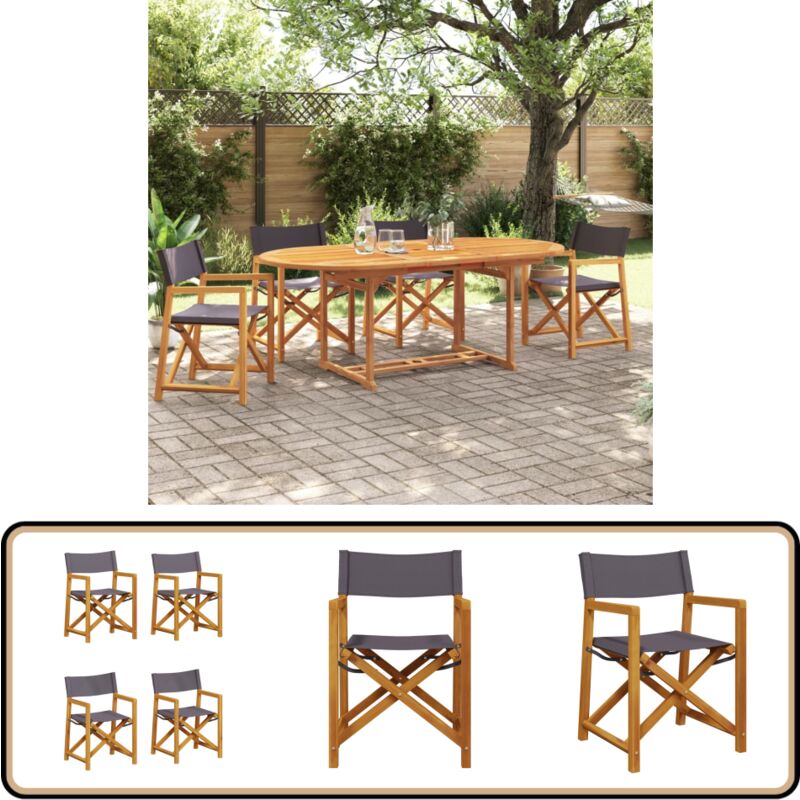 Chaises de jardin pliables lot de 4 gris foncé tissu - Chaise De Jardin Pliable - Chaise De Terrasse - Mobilier De Jardin - Fauteuil De Jardin
