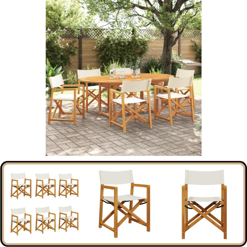 Chaises de jardin pliables lot de 6 blanc crème tissu - Chaise De Jardin Pliable - Chaise De Terrasse - Mobilier De Jardin - Fauteuil De Jardin