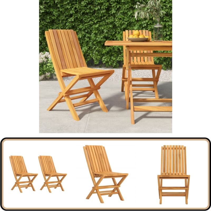 Chaises de jardin pliantes lot de 2 47x47x89cm bois massif teck - Chaise De Jardin - Chaise Pliante - Mobilier De Jardin - Teck Massif - Chaise