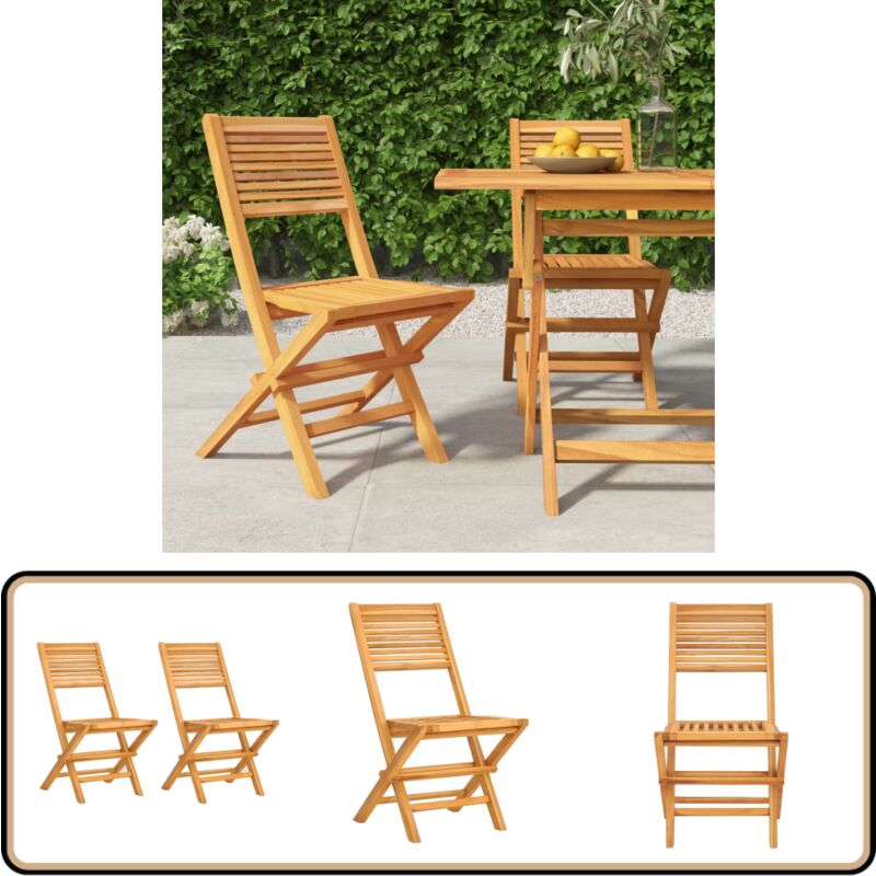 Chaises de jardin pliantes lot de 2 47x62x90cm bois massif teck - Chaise De Jardin - Chaise Pliante - Mobilier De Jardin - Teck - Meuble De Jardin