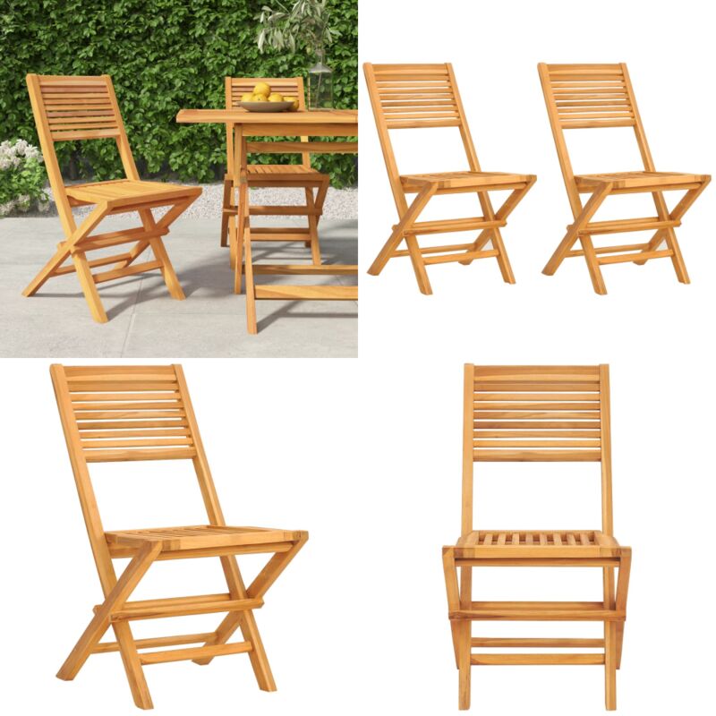 Chaises de jardin pliantes lot de 2 47x62x90cm bois massif teck - Chaise De Jardin - Chaise Pliante - Mobilier De Jardin - Teck - Meuble De Jardin