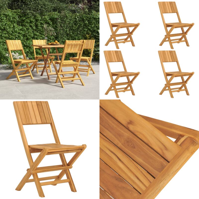 Chaises de jardin pliantes lot de 4 47x61x90cm bois massif teck - Chaise De Jardin - Chaise Pliante - Mobilier De Jardin - Teck Massif - Terrasse