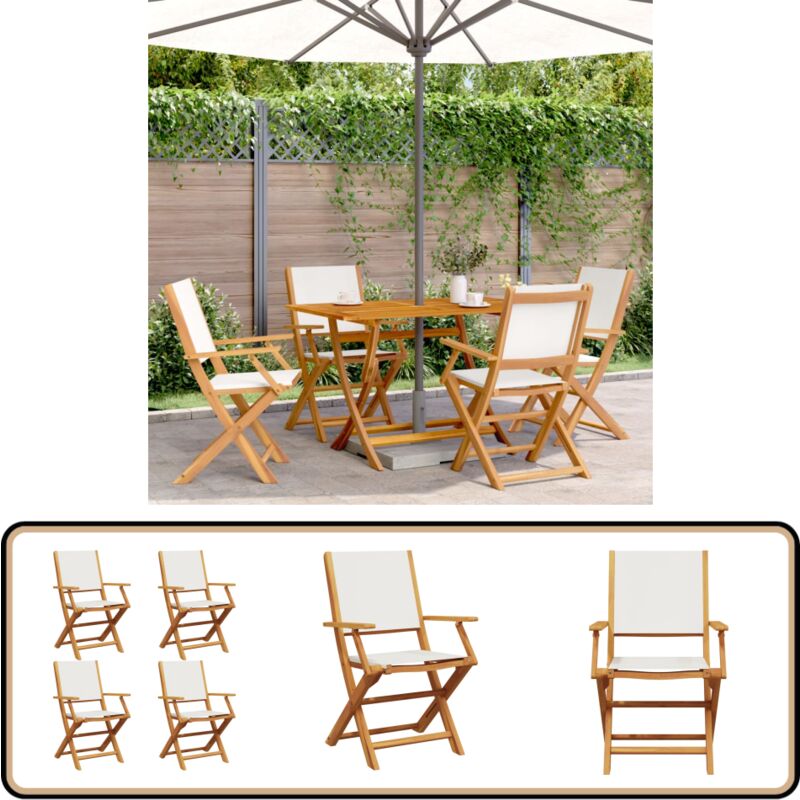 Chaises de jardin pliantes lot de 4 tissu et bois massif - Chaise De Jardin - Chaise Pliante - Mobilier De Jardin - Meubles De Jardin - Acacia