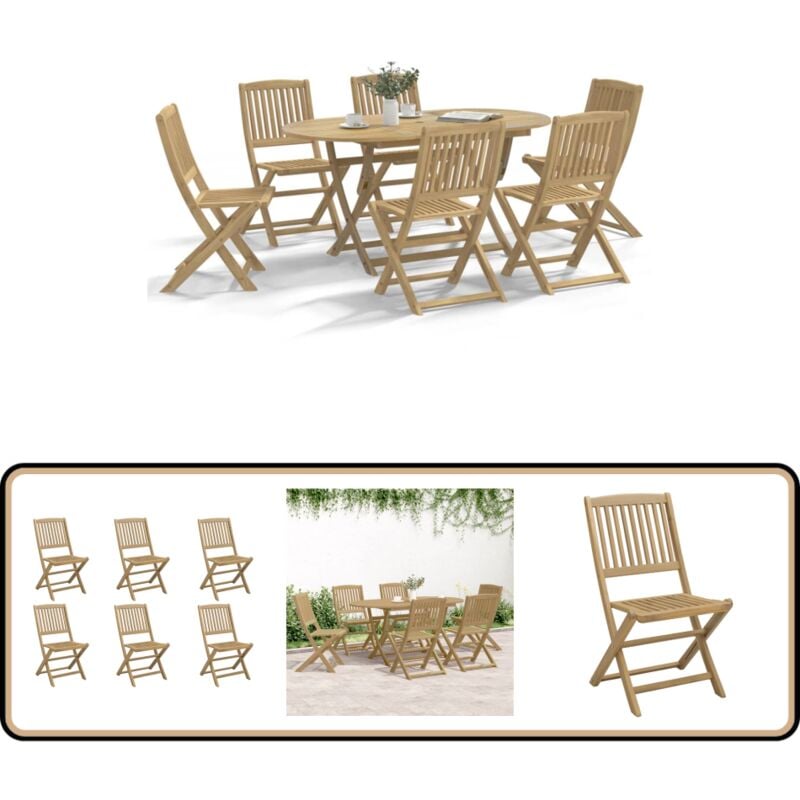 Chaises de jardin pliantes lot de 6 48,5x57x90 cm bois d'acacia - Chaise De Jardin - Mobilier De Jardin - Chaise Pliante - Acacia - Bois Massif