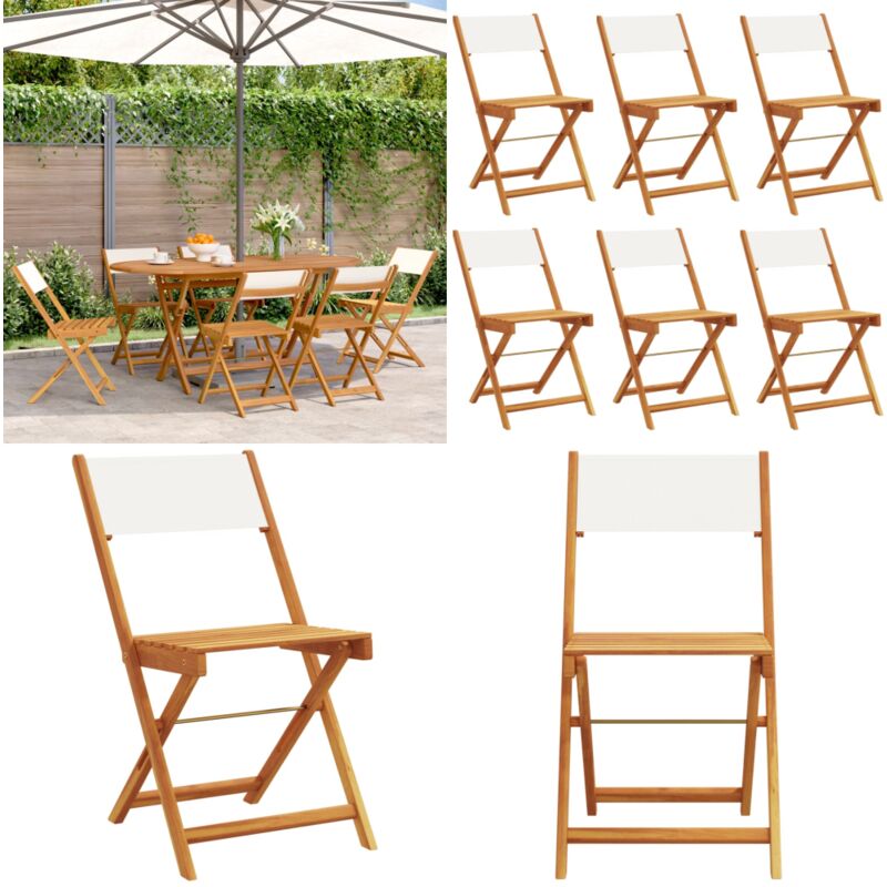 Chaises de jardin pliantes lot de 6 tissu et bois massif - Chaise De Jardin - Chaise Pliante - Mobilier De Jardin - Meubles De Jardin - Acacia - Home