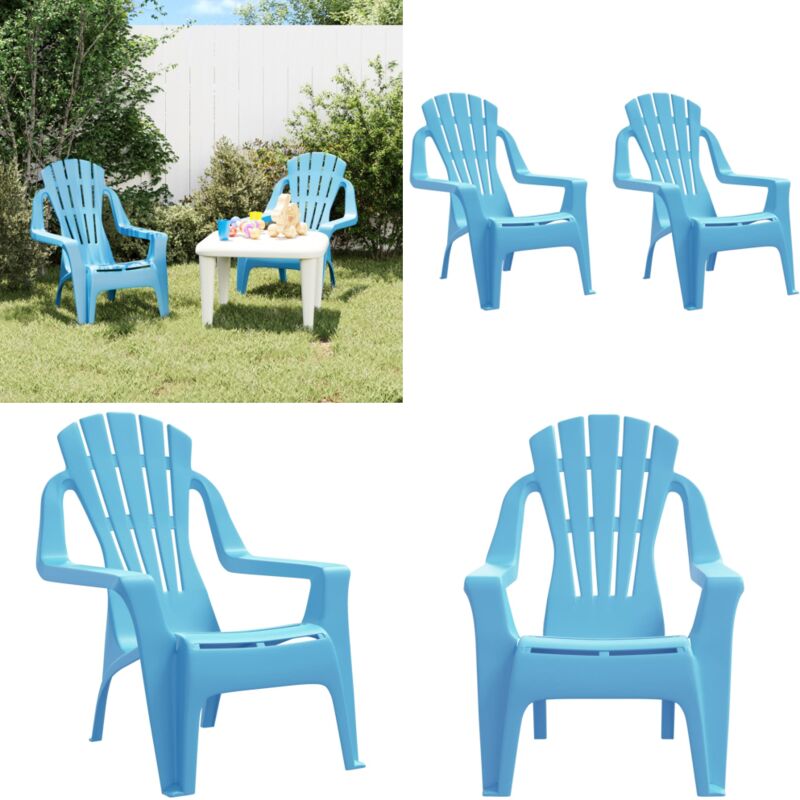 Chaises de jardin pour enfants lot de 2 bleu 37x34x44 cm pp - Chaise Enfant - Mobilier Jardin - Chaise Extérieure - Fauteuil Enfant - Décoration