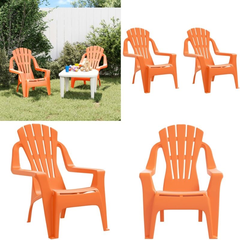 Chaises de jardin pour enfants lot de 2 orange 37x34x44 cm pp - Chaise Enfant - Chaise Jardin - Mobilier Enfant - Meubles Extérieur - Décoration
