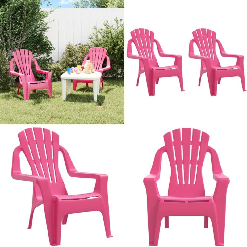 Chaises de jardin pour enfants lot de 2 rose 37x34x44 cm pp - Chaise Enfant - Mobilier De Jardin - Chaise Extérieure - Fauteuil Enfant - Décoration