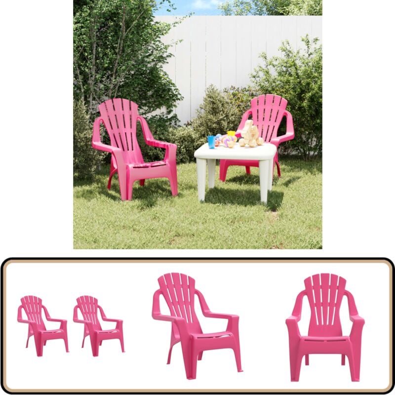 Chaises de jardin pour enfants lot de 2 rose 37x34x44 cm pp - Chaise Enfant - Mobilier De Jardin - Chaise Extérieure - Fauteuil Enfant - Décoration
