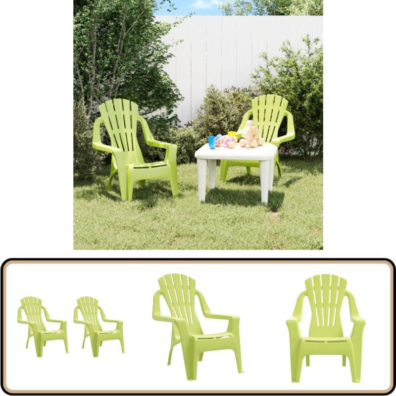 Chaises de jardin pour enfants lot de 2 vert 37x34x44 cm pp - Chaise De Jardin Enfant - Chaise Extérieure Enfant - Mobilier De Jardin Enfant