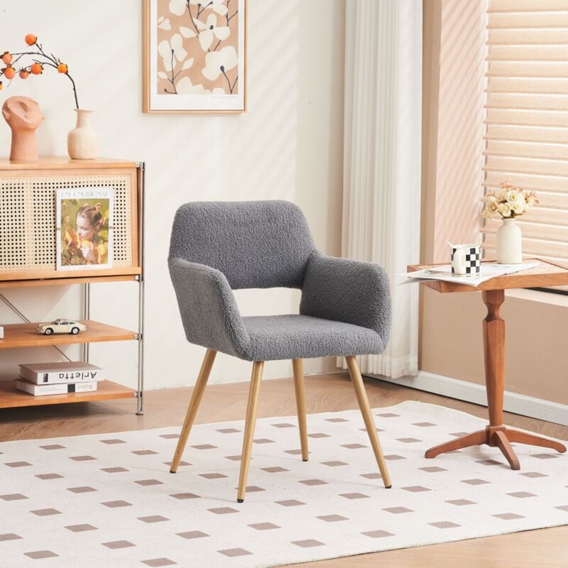 Kinsi - Chaises de loisirs modernes,Chaise de maquillage, tissu velours, gris