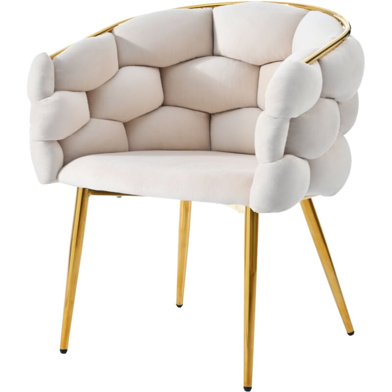 Hauss Spole - Chaises de Luxe en Velours et Métal, pieds en Métal, Style Moderne, Grand Format, Beige
