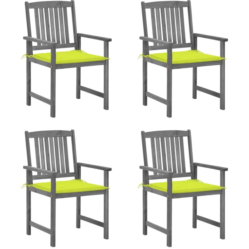 Chaises de jardin et coussins lot de 4 Gris Bois acacia massif Vidaxl
