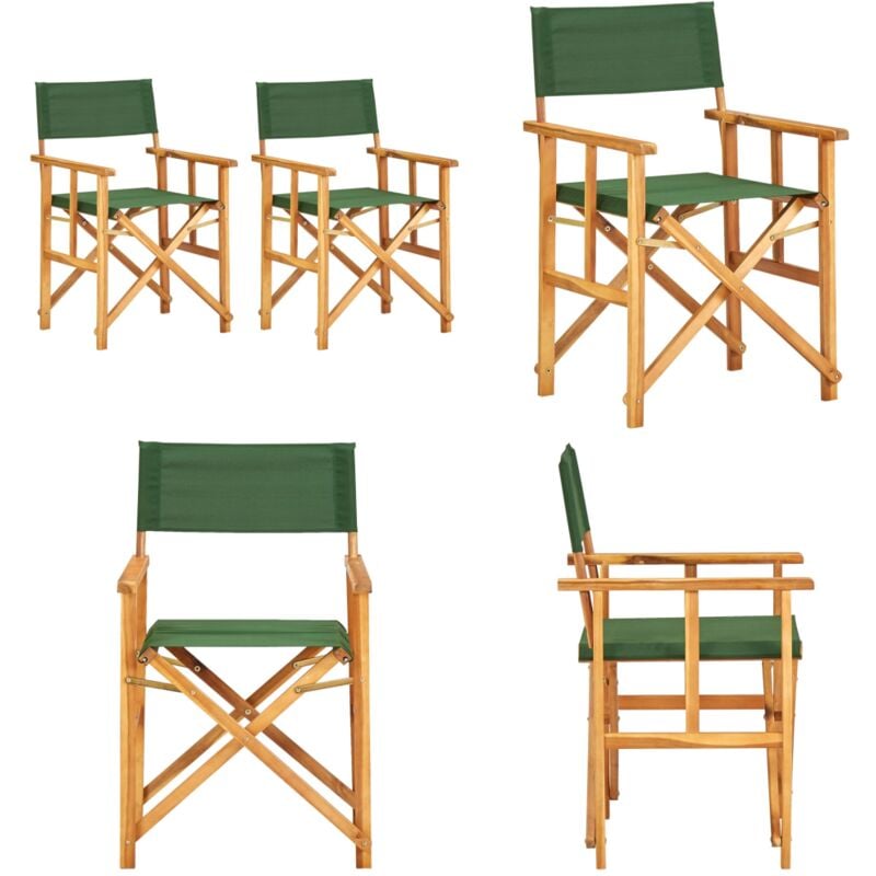 Chaises de metteur en scène lot de 2 bois massif d'acacia vert - Chaise Pliable - Chaise De Jardin - Chaise Extérieure - Acacia - Bois Massif - Home