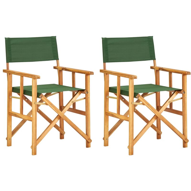 Doc&et² - Chaises de metteur en scène 2 pcs Bois massif d'acacia Vert - Vert