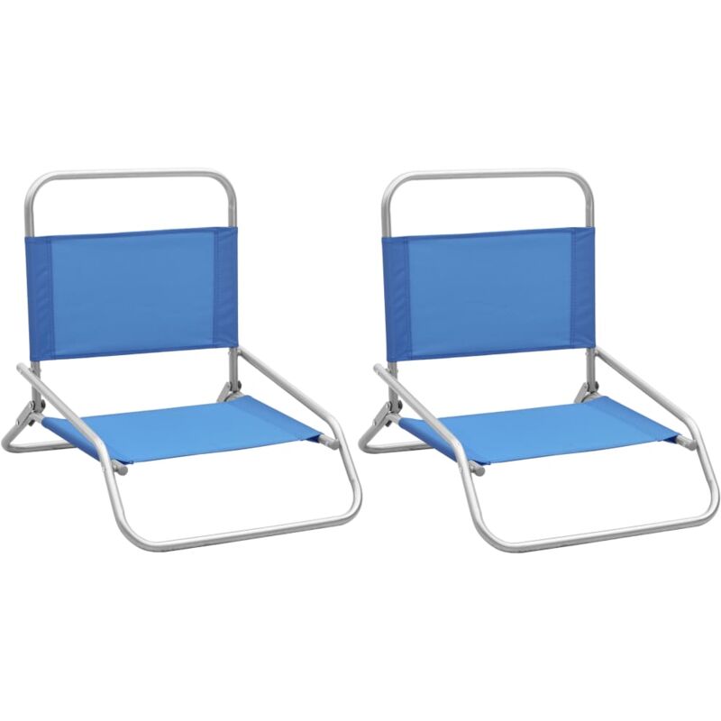 Chaises de plage pliables 2 pcs Bleu Tissu - Vidaxl