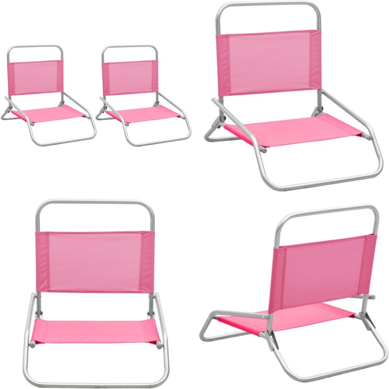 Chaises de plage pliables lot de 2 Rose Tissu - Chaise De Plage - Chaise Pliante - Chaise De Jardin - Chaise De Camping - Mobilier De Jardin - Home &