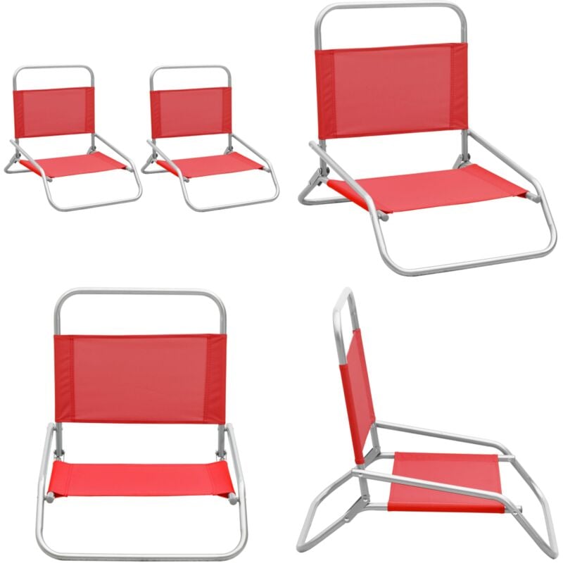 Chaises de plage pliables lot de 2 Rouge Tissu - Chaise De Plage - Chaise Pliante - Chaise De Camping - Mobilier De Jardin - Chaise Extérieure - Home