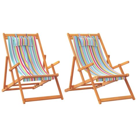 Chaises de plage pliables lot de 2 multicolore tissu