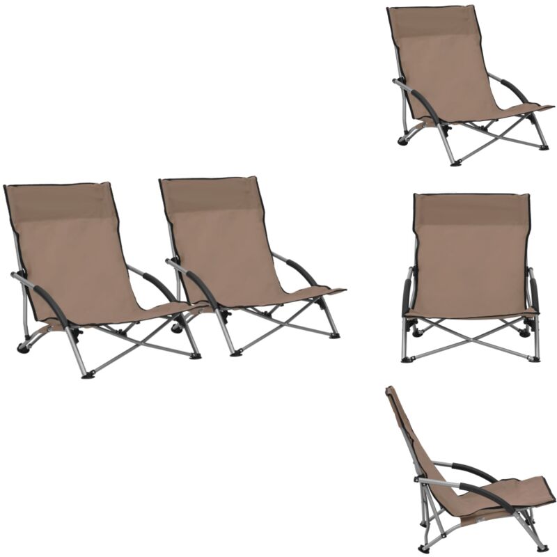 Vidaxl - Chaises de plage pliables lot de 2 Taupe Tissu - Chaise De Plage - Chaise Pliante - Mobilier De Jardin - Chaise Extérieure - Chaise