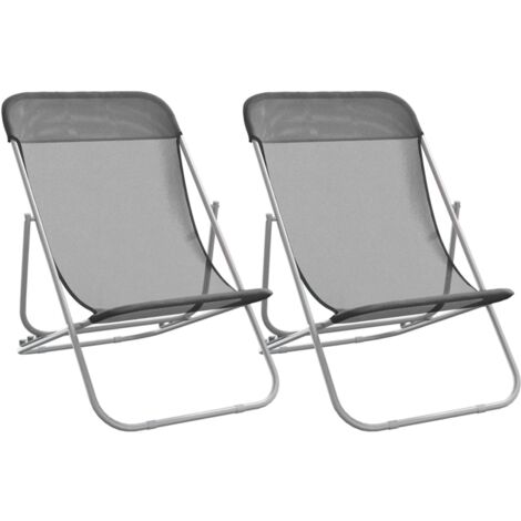 Chaises de plage pliantes 2pcs textilène acier enduit de poudre