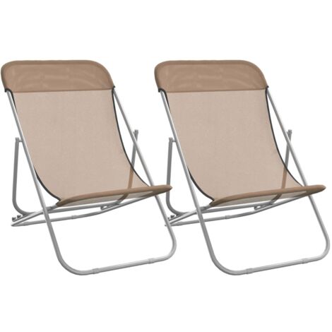 Chaises de plage pliantes 2pcs textilène acier enduit de poudre