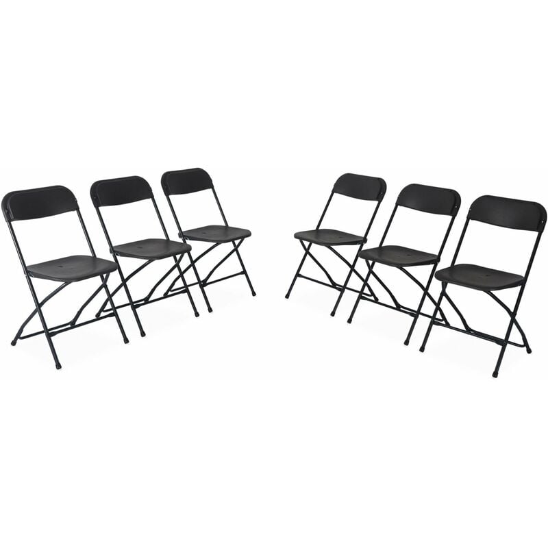 Chaises de réception pliantes – Fiesta – 6 chaises d'appoint en plastique gris foncé et métal