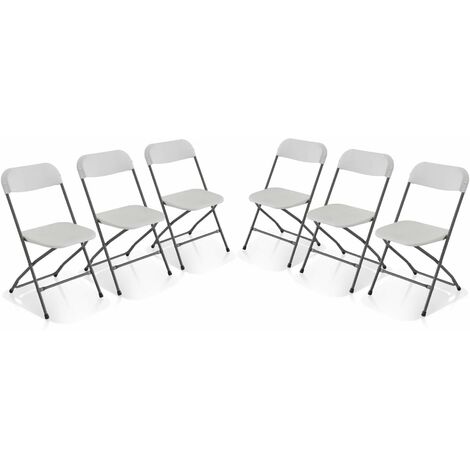 Chaises de réception pliantes – Fiesta – 6 chaises d'appoint en plastique et métal - Blanc