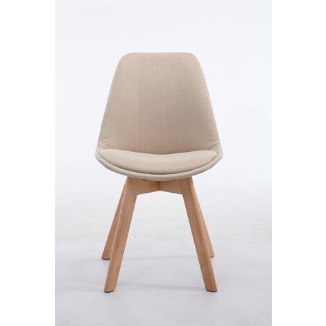 Chaise de bureau hwc-h39, pivotante, fauteuil, bois courbé, aspect noyer,  similicuir ~ beige-crème - Conforama