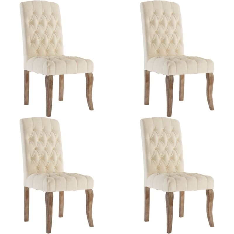 Vidaxl - Chaises à manger lot de 4 beige tissu à l'aspect de lin