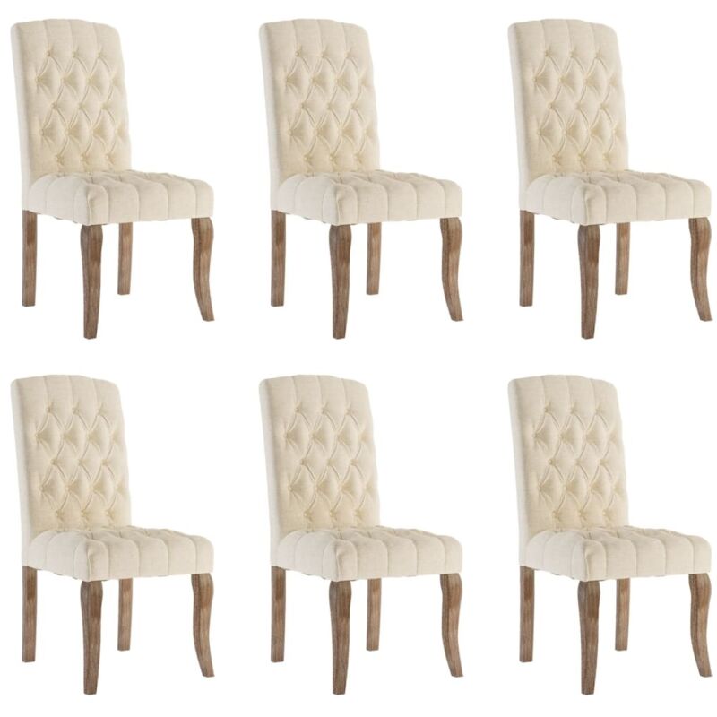 Vidaxl - Chaises à manger lot de 6 beige tissu à l'aspect de lin