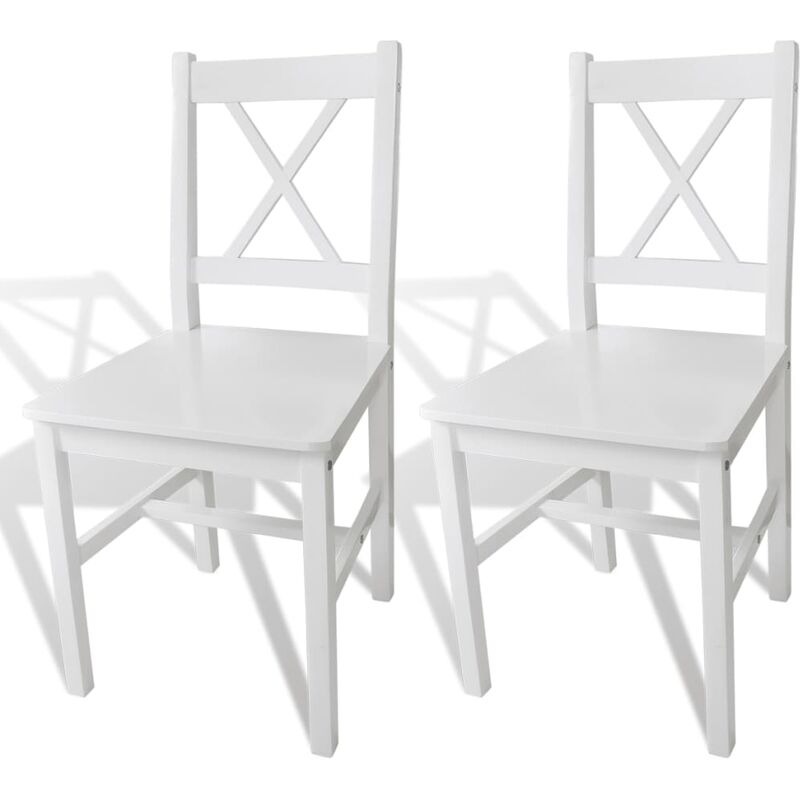 Chaises de salle à manger 2 pcs Blanc Bois de pin Chaises de salle à manger 2 pcs Blanc Bois de pin