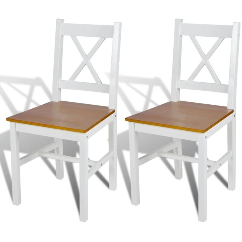Chaises de salle à manger 2 pcs Blanc Bois de pin Chaises de salle à manger 2 pcs Blanc Bois de pin