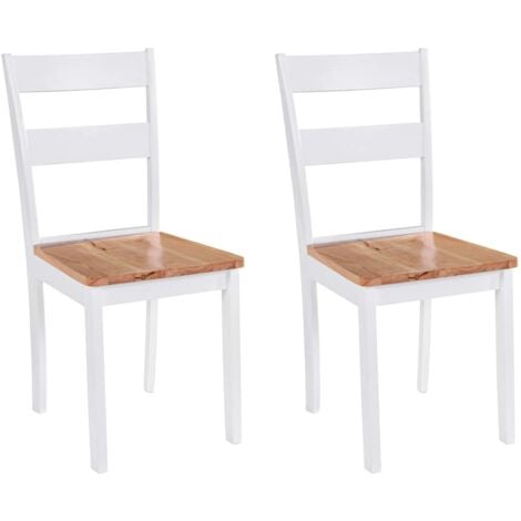 Chaises de salle à manger 2 pcs Blanc Bois d'hévéa massif Chaises de salle à manger 2 pcs Blanc Bois d'hévéa massif