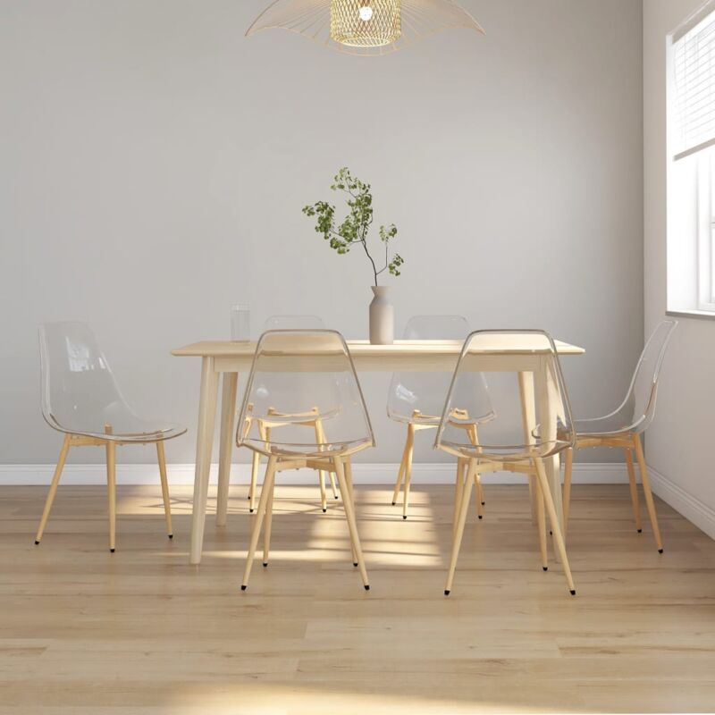 Vidaxl – Lot de 6 chaises scandinaves transparentes en PET – Dossier ergonomique – Pieds en métal – Hauteur d'assise 47 cm – Dimensions 46x52x84 cm