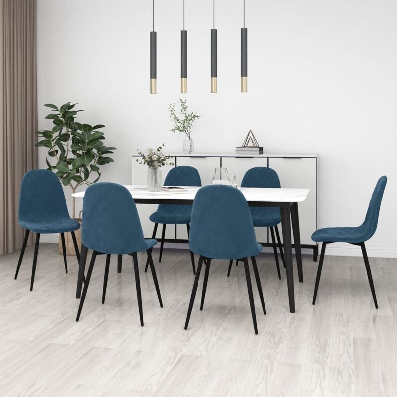 Chaises à manger lot de 6 bleu velours Vidaxl