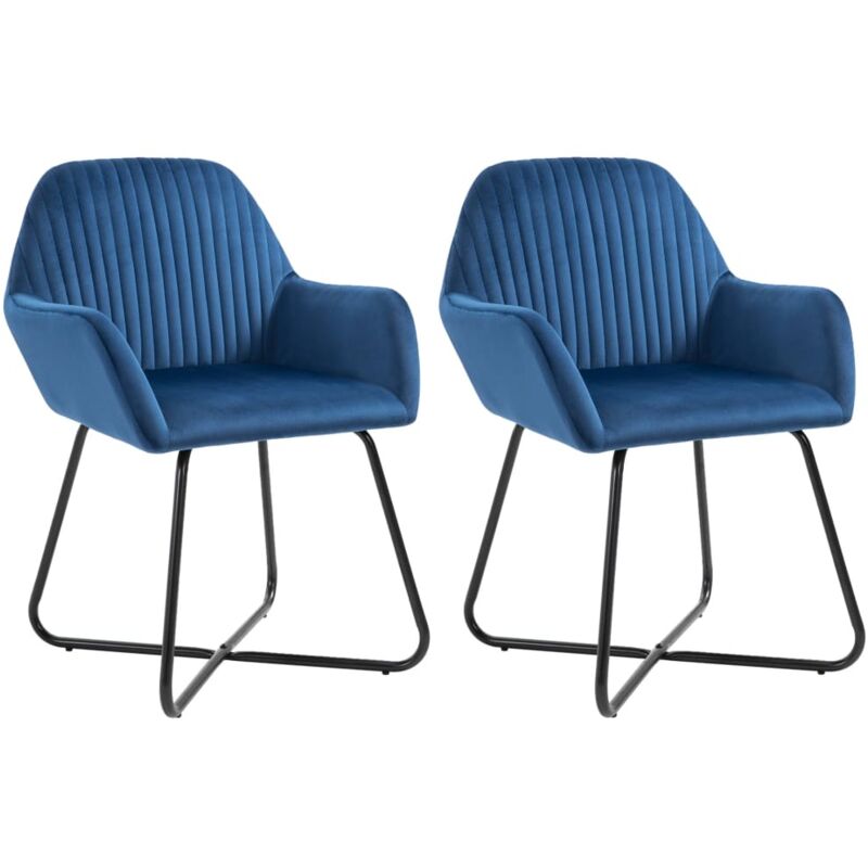 Chaises à manger lot de 2 Bleu Velours