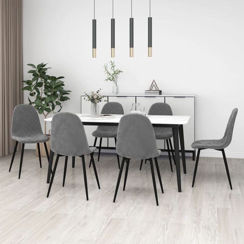 Chaises à manger lot de 6 gris clair velours Vidaxl
