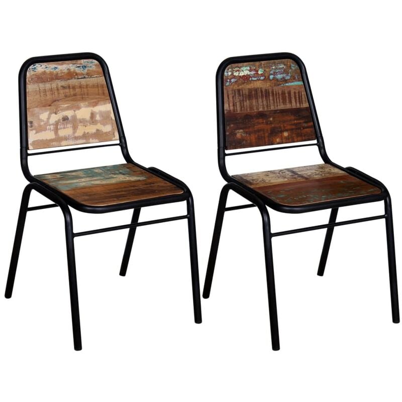 Vidaxl - Chaises à manger lot de 2 bois de récupération solide