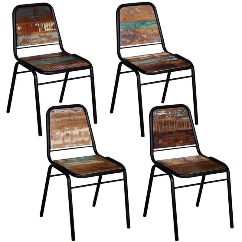 Vidaxl - Chaises à manger lot de 4 bois de récupération solide